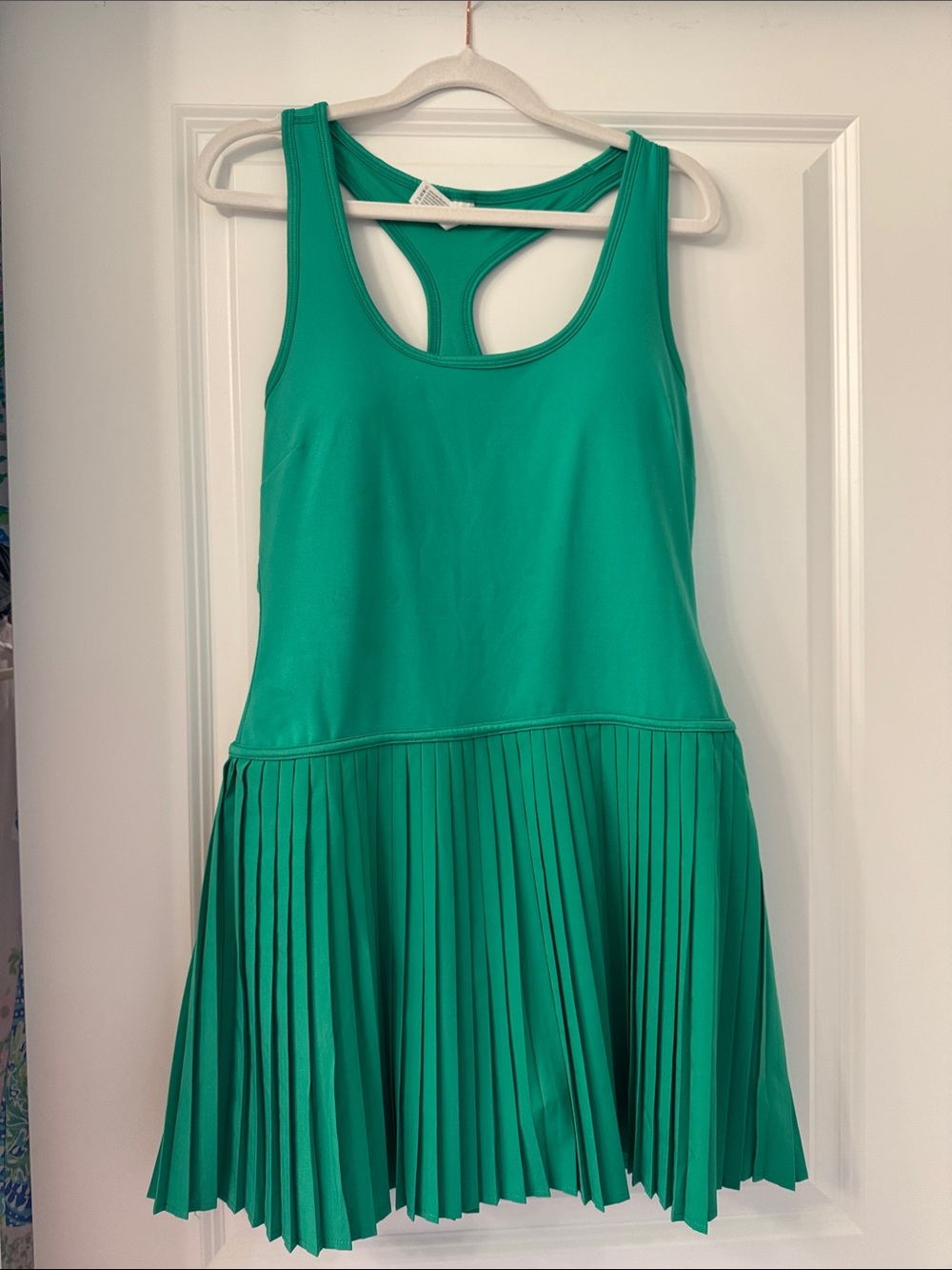 Yogalicious Pleated Green Racerback Romper Dress